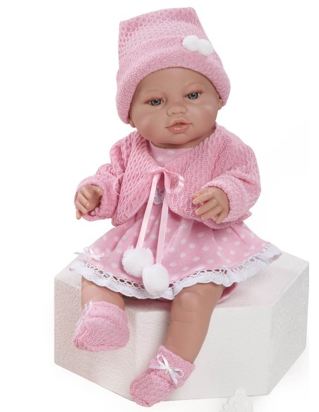 Nuovo Neonato Rebeca Punto Rosa E Cappello Pompon In Scatola