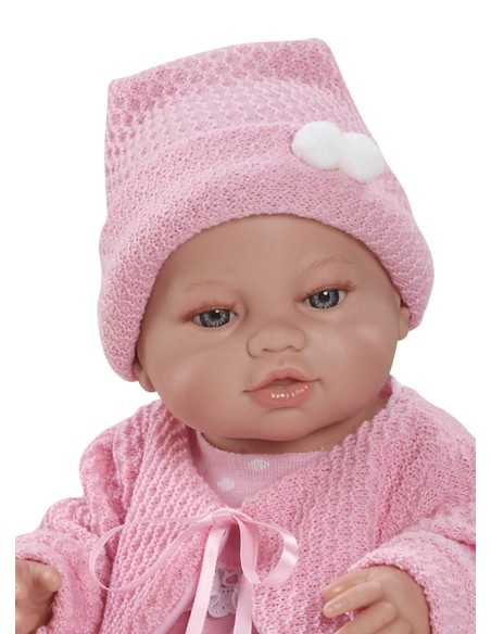 Nuovo Neonato Rebeca Punto Rosa E Cappello Pompon In Scatola
