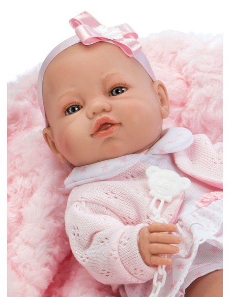 Muñecas Berbesa Recién Nacidos 42 Cm Recién Nacida Con Vestido Rosa Y Mantita En Caja