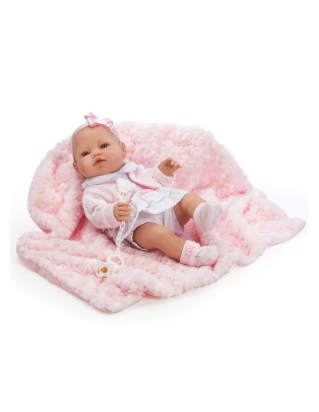 Nouveau-né avec robe rose et couverture en boîte