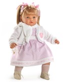 Baby Dulzona Llorona Con Vestido Rosa Y Bufanda En Bolsa 62 cm
