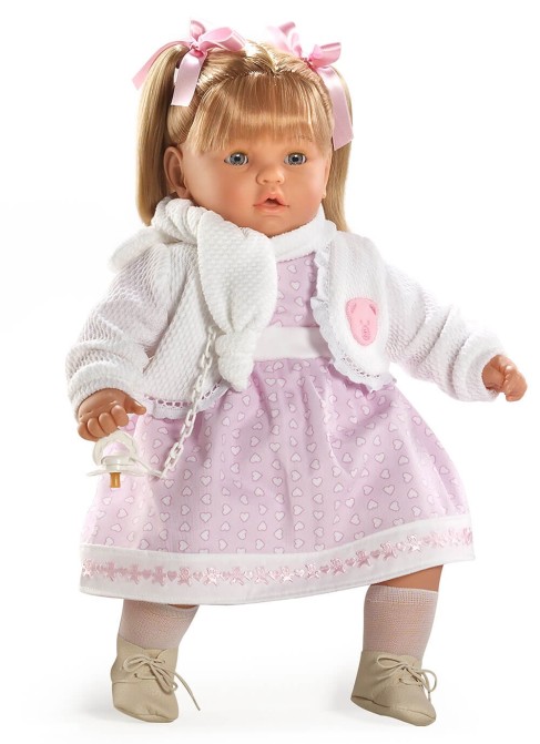 Muñecas Berbesa Baby Dulzón 62 Cm Baby Dulzona Llorona Con Vestido Rosa Y Bufanda En Bolsa