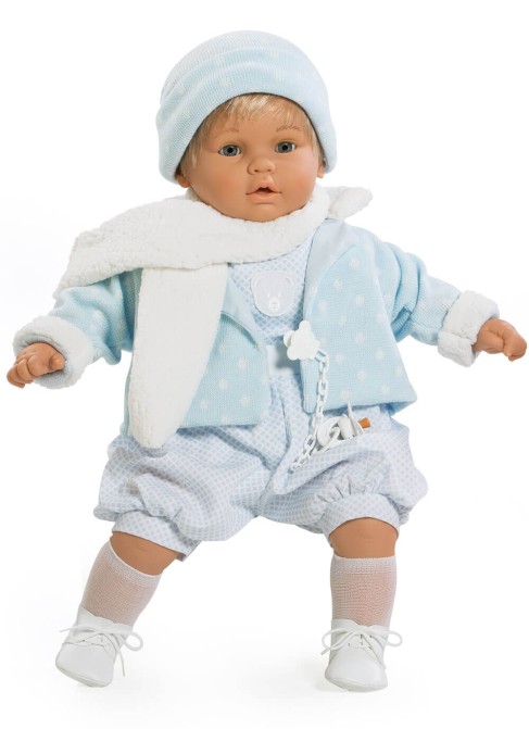 Muñecas Berbesa Baby Dulzón 62 Cm Baby dulzon llorón con traje azul y bufanda en bolsa
