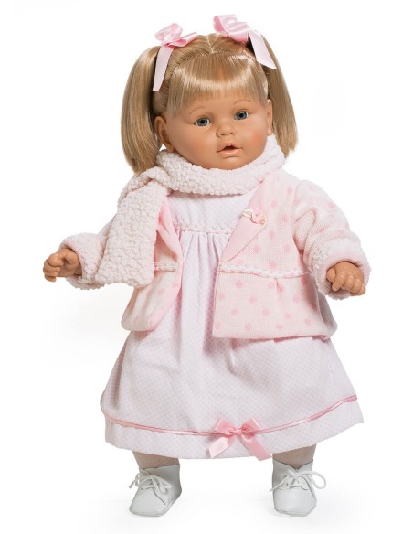 Llorona Baby with sweet dress and a white scarf on bag