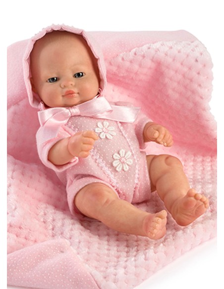 Mini Newborn Hairless Pink Suit And Blanket In Box 27 Cm