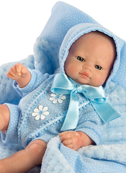 Mini Newborn Hairless Blue Suit And Blanket In Bag 27 Cm