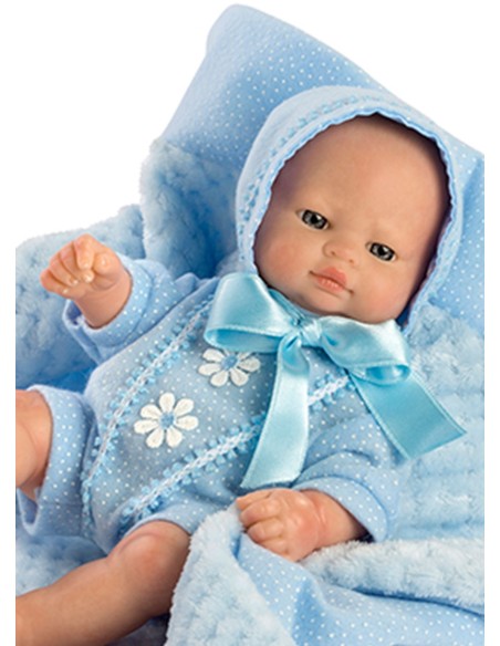 Mini Newborn Hairless Blue Suit And Blanket In Bag 27 Cm