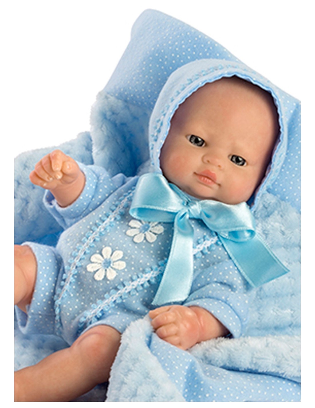 Muñeco Mini Recién Nacido Azul con Mantita Envase Bolsa