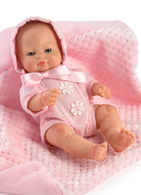 Mini Newborn Hairless Pink Suit And Blanket In Bag 27 Cm