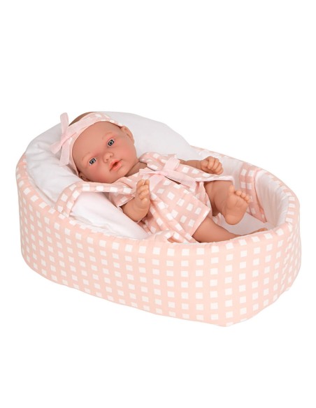 Pink Checkered Pillines 26 Cm With Carrycot In Bag