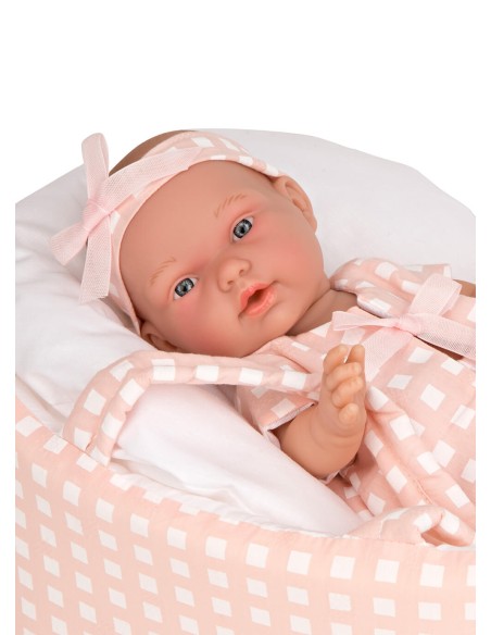 Pink Checkered Pillines 26 Cm With Carrycot In Bag
