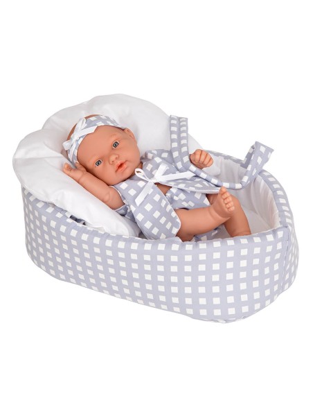 Pillines Azul 26 Cm Con Capazo En Bolsa