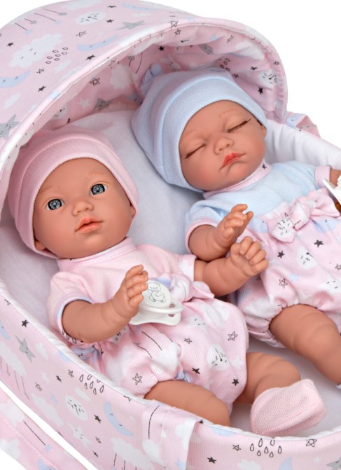 Babis Twins 26 Cm Avec Nacelle Dans Sac