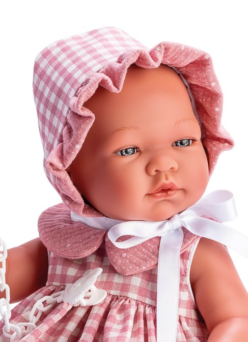 Maria With Pink Squares Pololo And Pink Gauze Neck 43 cm
