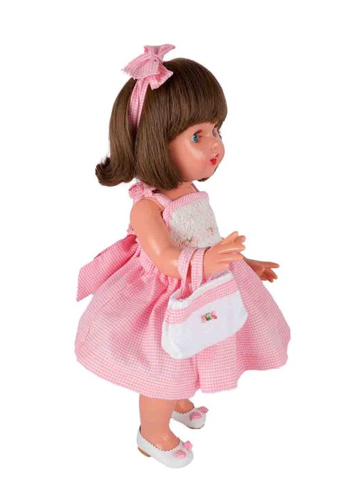 Mariquita Perez Pink Vichy Dress with Ties 50 Cm