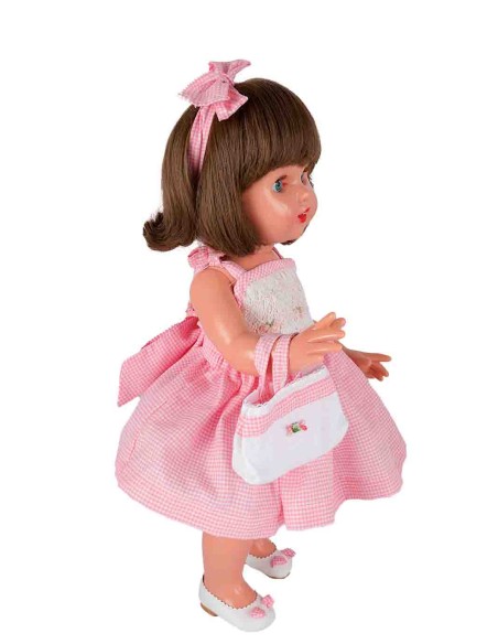 Mariquita Perez Pink Vichy Dress with Ties 50 Cm