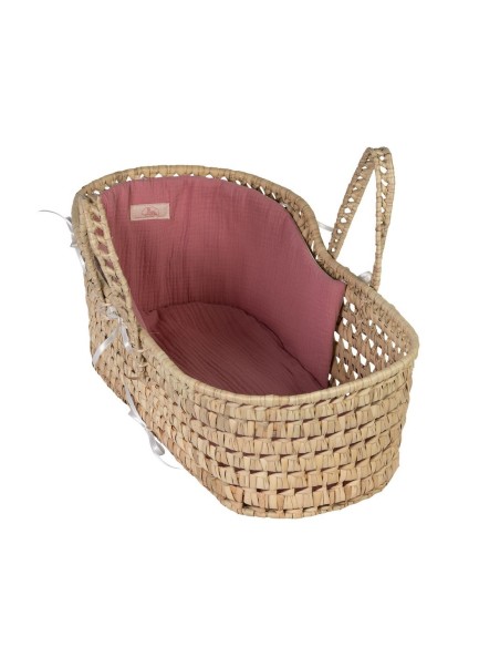 Capazo Hoja Palma Musa Rosa Para Muñecos De 36 A 45 Cm