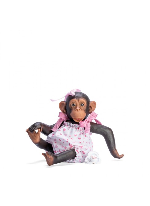 Lola La Chimpancé Pelele Corazones Lazos Puntilla Rosa 32 cm