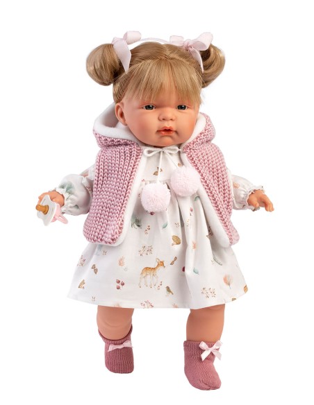 Joelle Gilet Laine Rose 38 cm Avec Mécanisme Cry