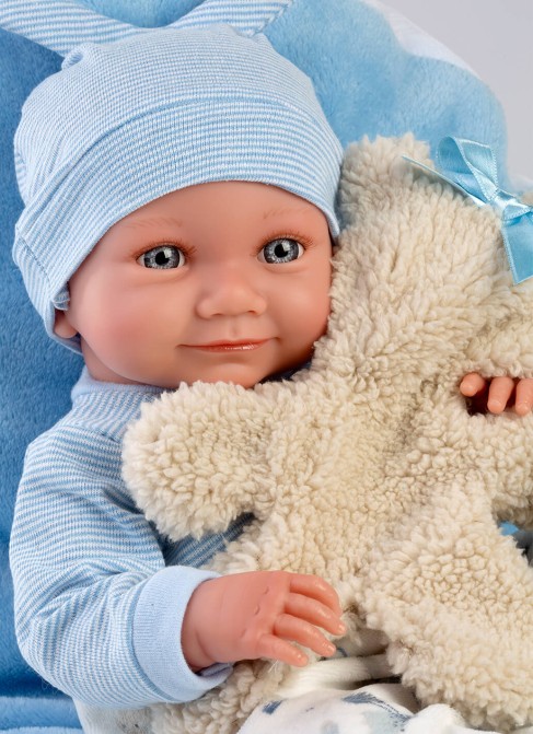 Nico NewbornCoussin bleu clair avec ours 40 cm