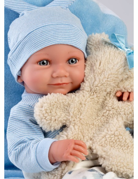 Nico NewbornCoussin bleu clair avec ours 40 cm