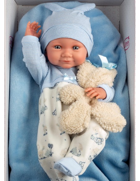 Nico NewbornCoussin bleu clair avec ours 40 cm