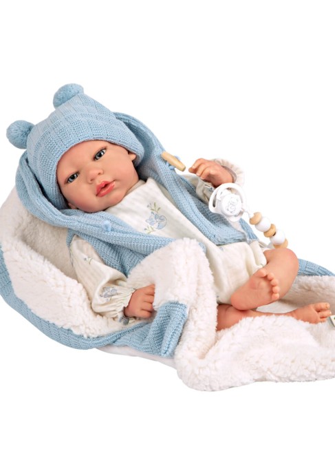 Martin Reborn Baby Bleu Avec Couverture 40 cm