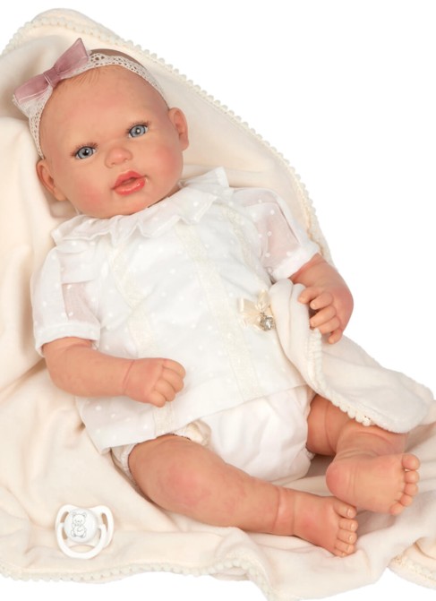 Delia Reborn Baby With Blanket With Decorated Hair 45 cm