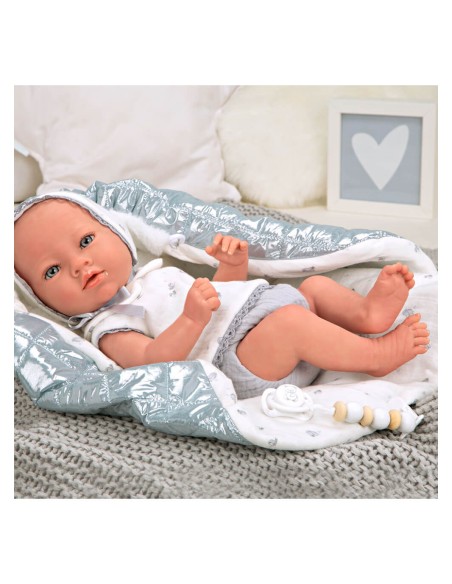 Borja Reborn Baby Grey с виниловым одеялом для тела детское 38 см