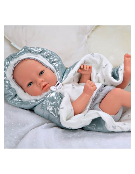 Borja Reborn Baby Grey с виниловым одеялом для тела детское 38 см
