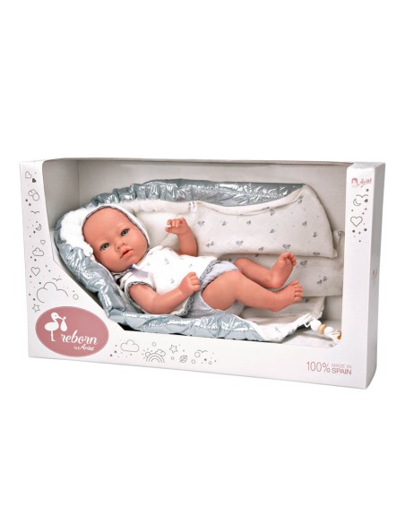 Borja Reborn Baby Grey с виниловым одеялом для тела детское 38 см