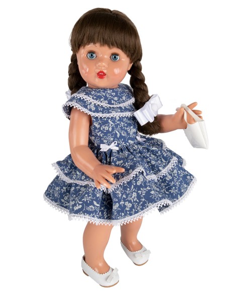 Mariquita Perez Robe Fleurs Bleues 50 cm