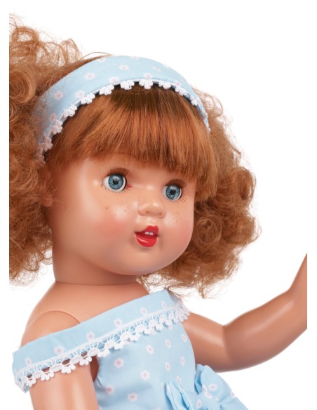 Mariquita Pérez Rousse Robe Bleu Clair Fleurs 50 cm