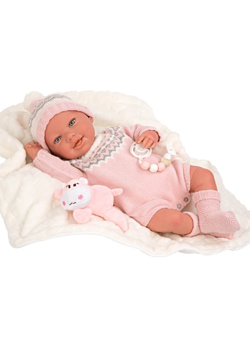 Anais Bebe Reborn Con Manta Y Peluche 45 cm