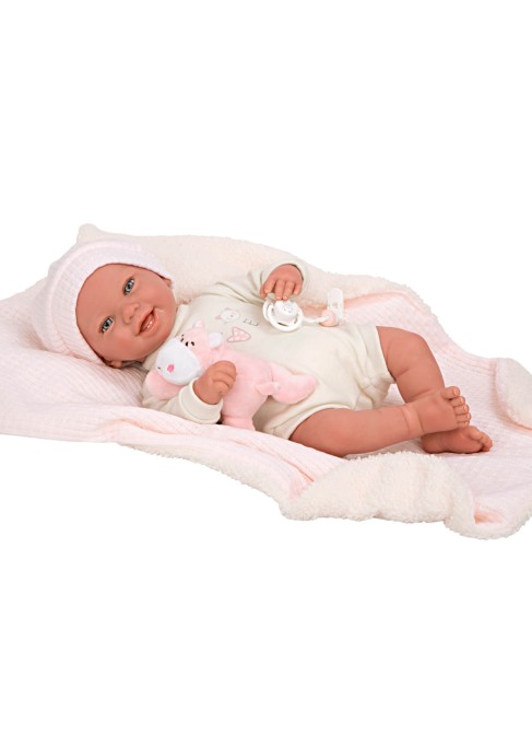 Viviane Bebe Reborn Con Manta Y Peluche 45 cm