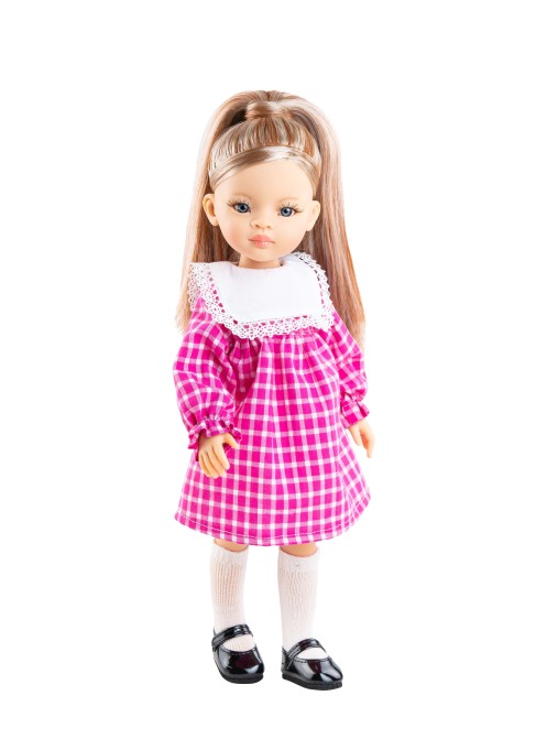 Cassandra Fuchsia Checkered Dress 32 cm