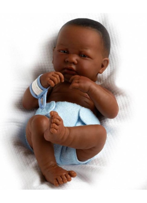 Muñecas la Newborn LA NEWBORN, RECIEN NACIDO, NIÑO, AFROAMERICANO 36 CM