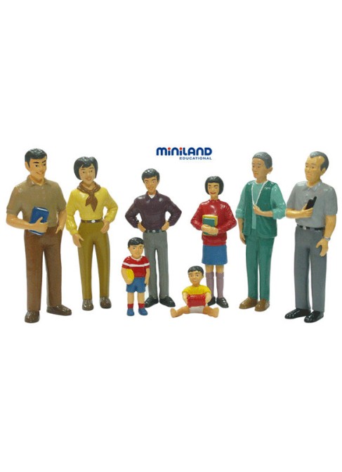 Juguetes Juego Educativo Figuras Amigos del Mundo Miniland Familia Asiática 8 Figuras