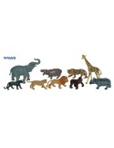 Animales Selva. 9 Figuras en Bote con Asa