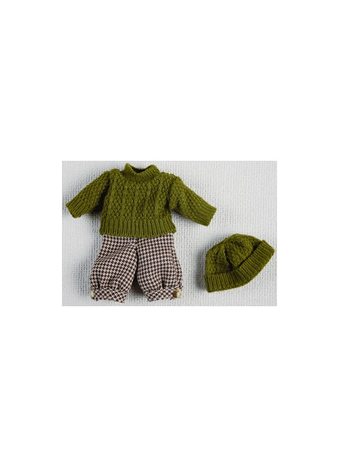 MINI SET WITH A SWEATER AND BEANIE GREEN