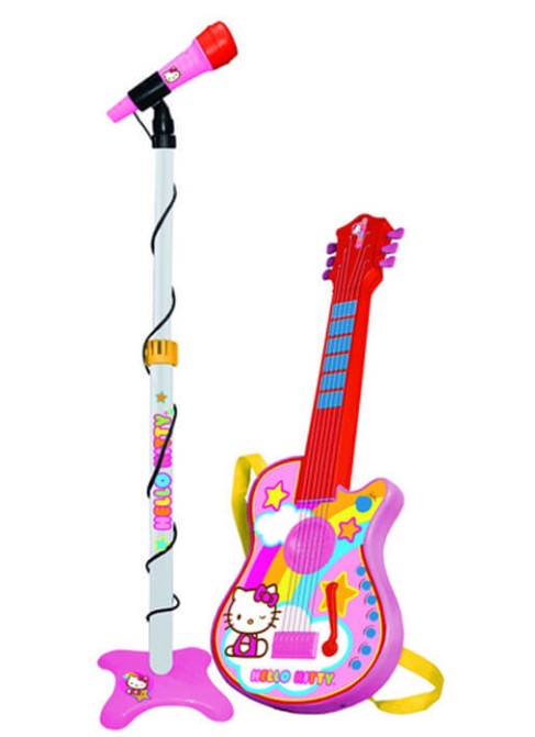 Juguetes Juguetes Musicales Set de Instrumentos Conjunto Guitarra Electrónica con Micro Hello Kitty