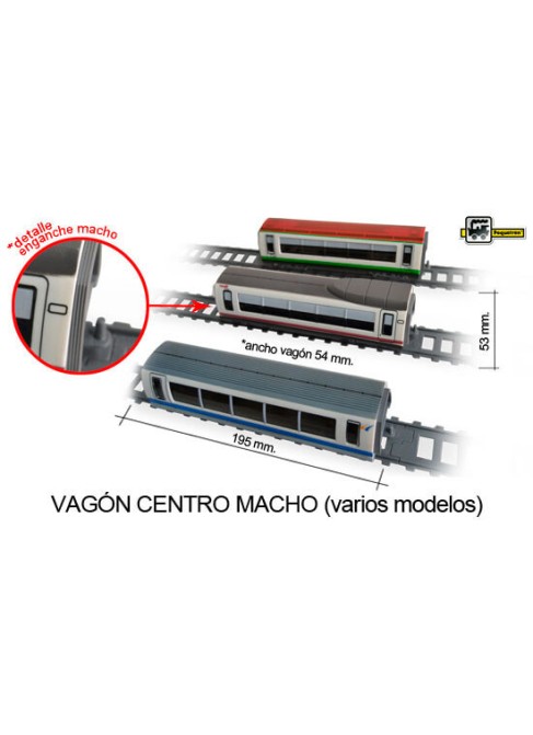 Juguetes Trenes Accesorios Serie Velocidad Vagón Centro Macho-Macho Vagon Euromed