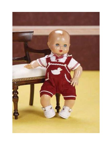 JUANIN BEBE CONJUNTO CAMISA Y PETO BURDEOS 40 cm